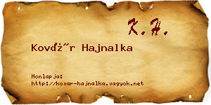Kovár Hajnalka névjegykártya